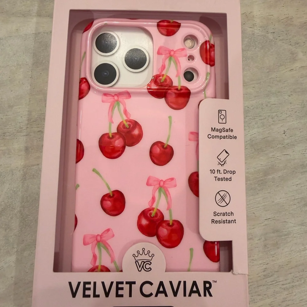 VELVET CAVIAR 17 PRO MAX Pink Cherry Pattern Phone Case